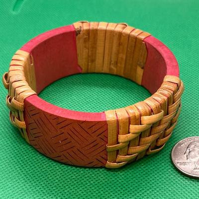 WOVEN CANE OVER WOOD BEACH STYLE BRACELET