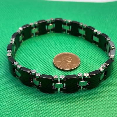 HIGH QUALITY STAINLESS BLACK GLASS BRACELET