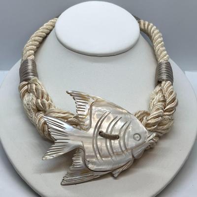 CARVED SEASHELL FISH NECKLACE