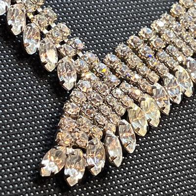 VINTAGE SWEEPING RHINESTONE NECKLACE, EARRINGS