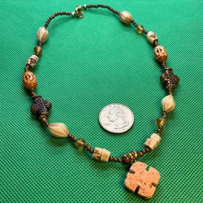 STONE, BONE, METAL MIX NECKLACE