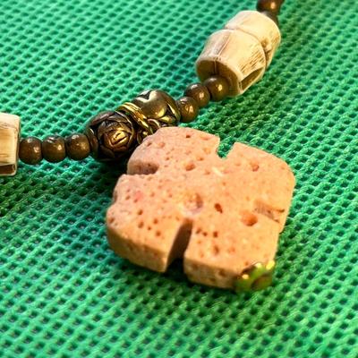 STONE, BONE, METAL MIX NECKLACE