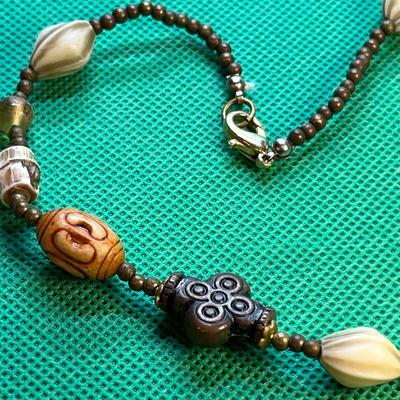 STONE, BONE, METAL MIX NECKLACE