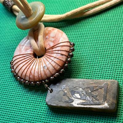 ASIAN STYLE GODDESS NECKLACE STONE, JADE, SLATE