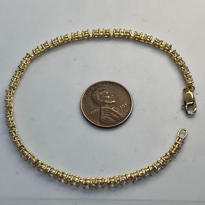STERLING 925 GOLD OVERLAY CZ? BRACELET