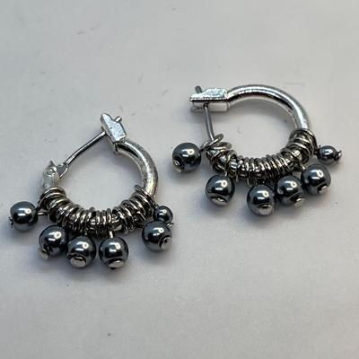 2 PAIR SILVER TONE HOOP EARRINGS