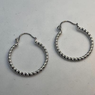 2 PAIR SILVER TONE HOOP EARRINGS