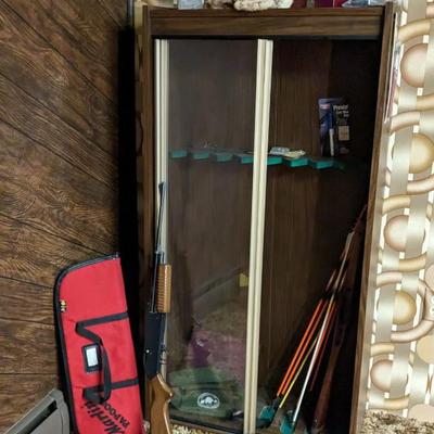 Glass Front Gun Cabinet w/ Extras