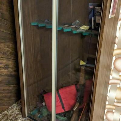Glass Front Gun Cabinet w/ Extras