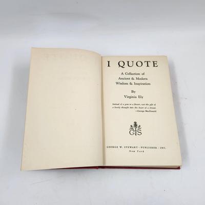 1947 I QUOTE by VIRGINIA ELY HARDBACK