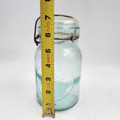 1920s TURQUOISE COLORED LUSTRE GLASS JAR