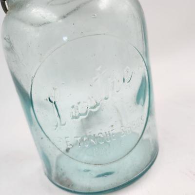 1920s TURQUOISE COLORED LUSTRE GLASS JAR
