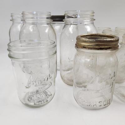 MULTI SIZE & YEARS CLEAR KERR & BALL CANNING JARS