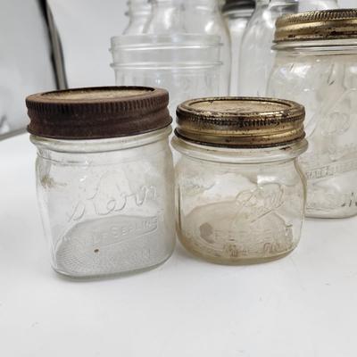 MULTI SIZE & YEARS CLEAR KERR & BALL CANNING JARS