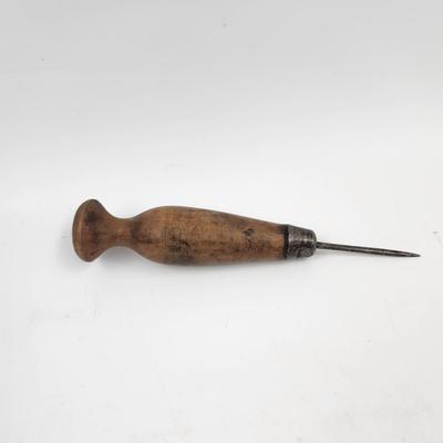ANTIQUE WOODEN HANDLED ICE PICK