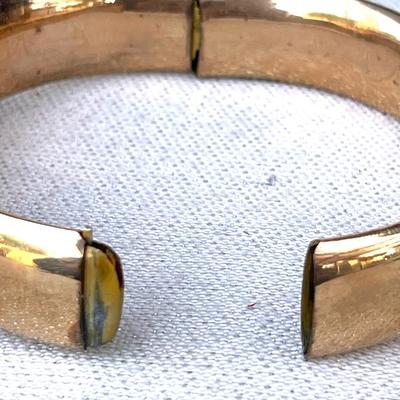 LOT 139 Victorian Bangle Bracelet Gold Tone Wide Hinged Band w/Mono "MS"