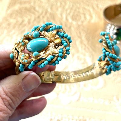 LOT 144 Vintage Costume Jewelry 2 Clamper Bracelets