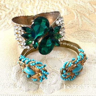 LOT 144 Vintage Costume Jewelry 2 Clamper Bracelets
