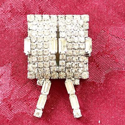 LOT 145 Vintage Costume Jewelry MCM Rhinestone TV Pin Open Doors Bubble Screen Picture