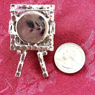 LOT 145 Vintage Costume Jewelry MCM Rhinestone TV Pin Open Doors Bubble Screen Picture
