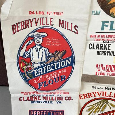 LOT 161 Vintage Unused Printed Flour Sacks 25lbs Berryville Mills, VA 3pcs