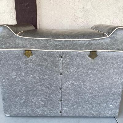 LOT 163 MCM Vintage Gray Vinyl Bench Seat & Toy Box !