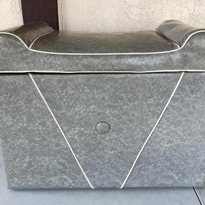 LOT 163 MCM Vintage Gray Vinyl Bench Seat & Toy Box !