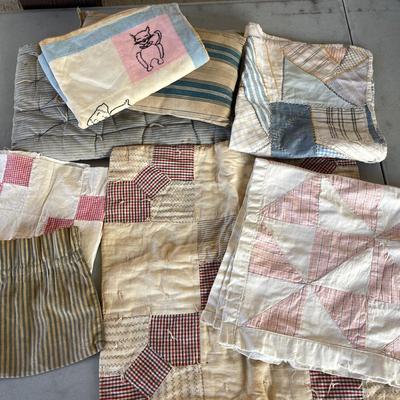 LOT 167 Antique Quilts for Dolls & Babies + Pillow Ticking