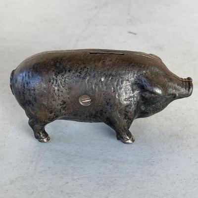 LOT 169 Antique Cast Iron Pig Coin Bank "I Made Chicago Famous"