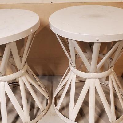 White metal stands