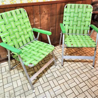 Lot #146  Pair of Vintage Aluminum Folding Patio Chairs