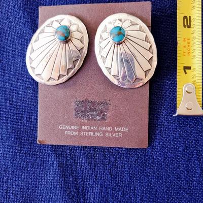 Bisbee Mine Turquoise and Sterling Earrings