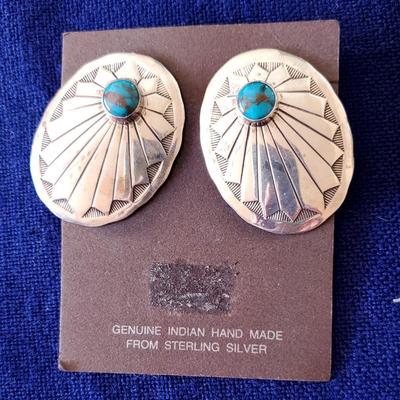 Bisbee Mine Turquoise and Sterling Earrings