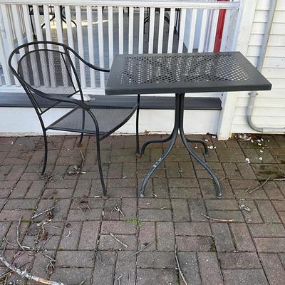 172 Black Metal Bistro Table and ONE Chair