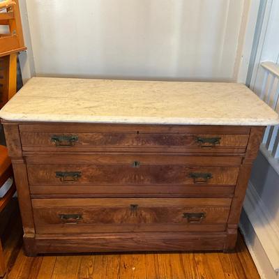 193 Victorian Marble Top Three Drawer Dresser
