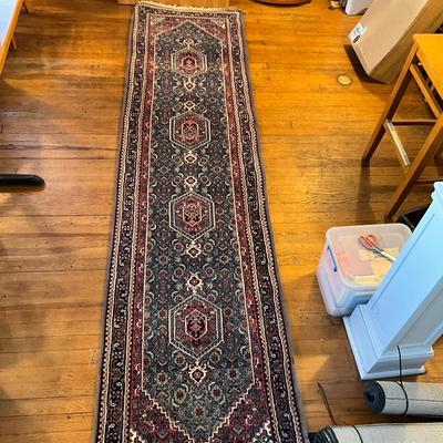216 Oriental Blue Wool Rug Runner 30" w x 9'8"