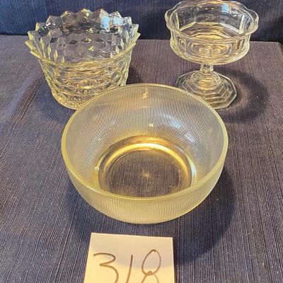 Ribbed Bowl, Footed Candy Dish & Cubist Bowl