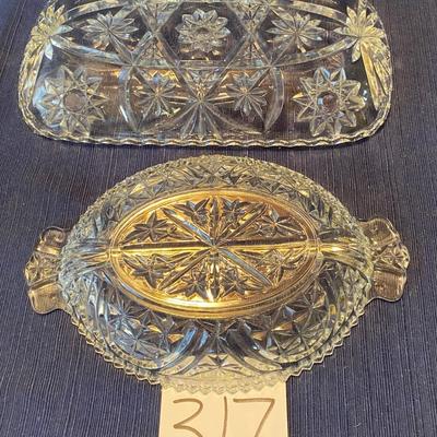 Vintage Anchor Hocking 12â€ Prescut Star & Star Relish 10.24â€ Tray