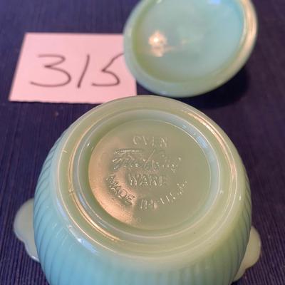 Jane Ray Fire King Jadeite Sugar Bowl