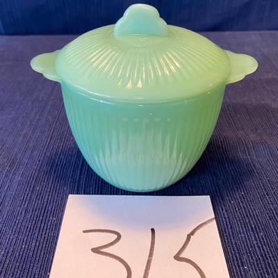 Jane Ray Fire King Jadeite Sugar Bowl