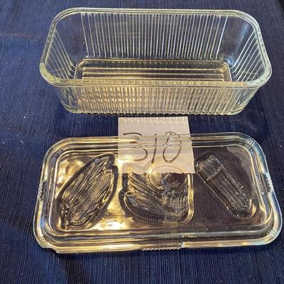 1940s Federal Glass Refrigerator Dish W/Chip in Lid