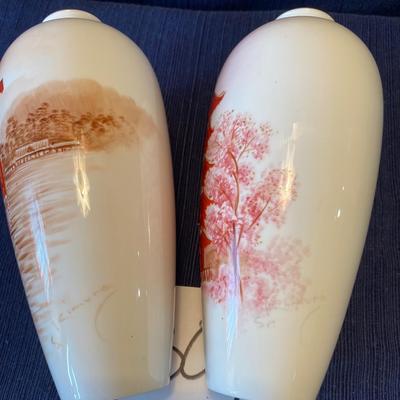 Set of Vintage Noritaker Bone China Hand-Painted Vases