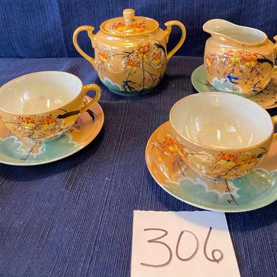 Vintage Peach Luster Hand-Painted Tea Set
