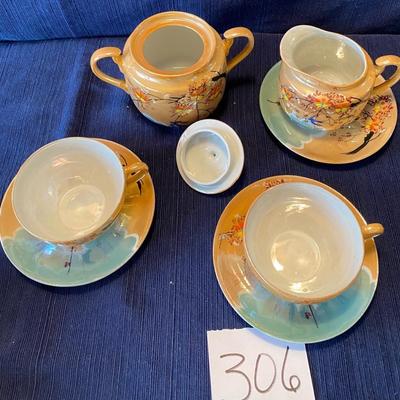 Vintage Peach Luster Hand-Painted Tea Set