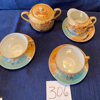 Vintage Peach Luster Hand-Painted Tea Set