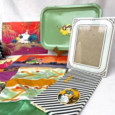 LOT 175 Art Deco Group of Prints and Frames + Silk Scarf