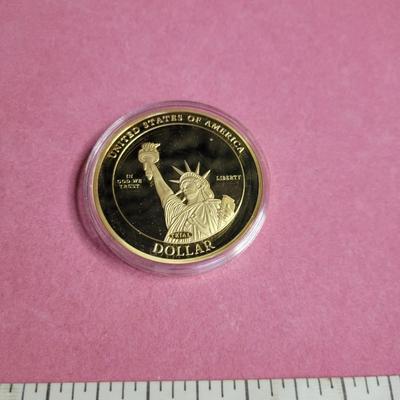2017 24 kt gold layered Donald Trump 45th President Trial Dollar Coin