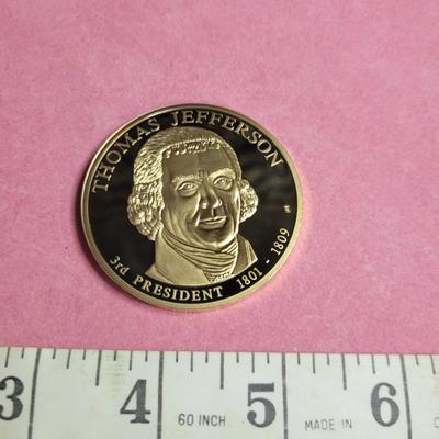 24 kt layered Thomas Jefferson 3rd President Dollar Coin-Trial