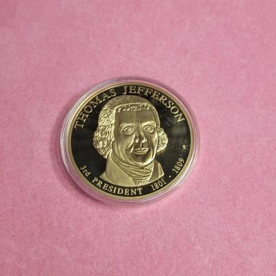 24 kt layered Thomas Jefferson 3rd President Dollar Coin-Trial
