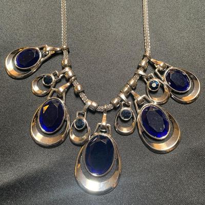 18â€ Necklace Navy Blue/Silver Necklace